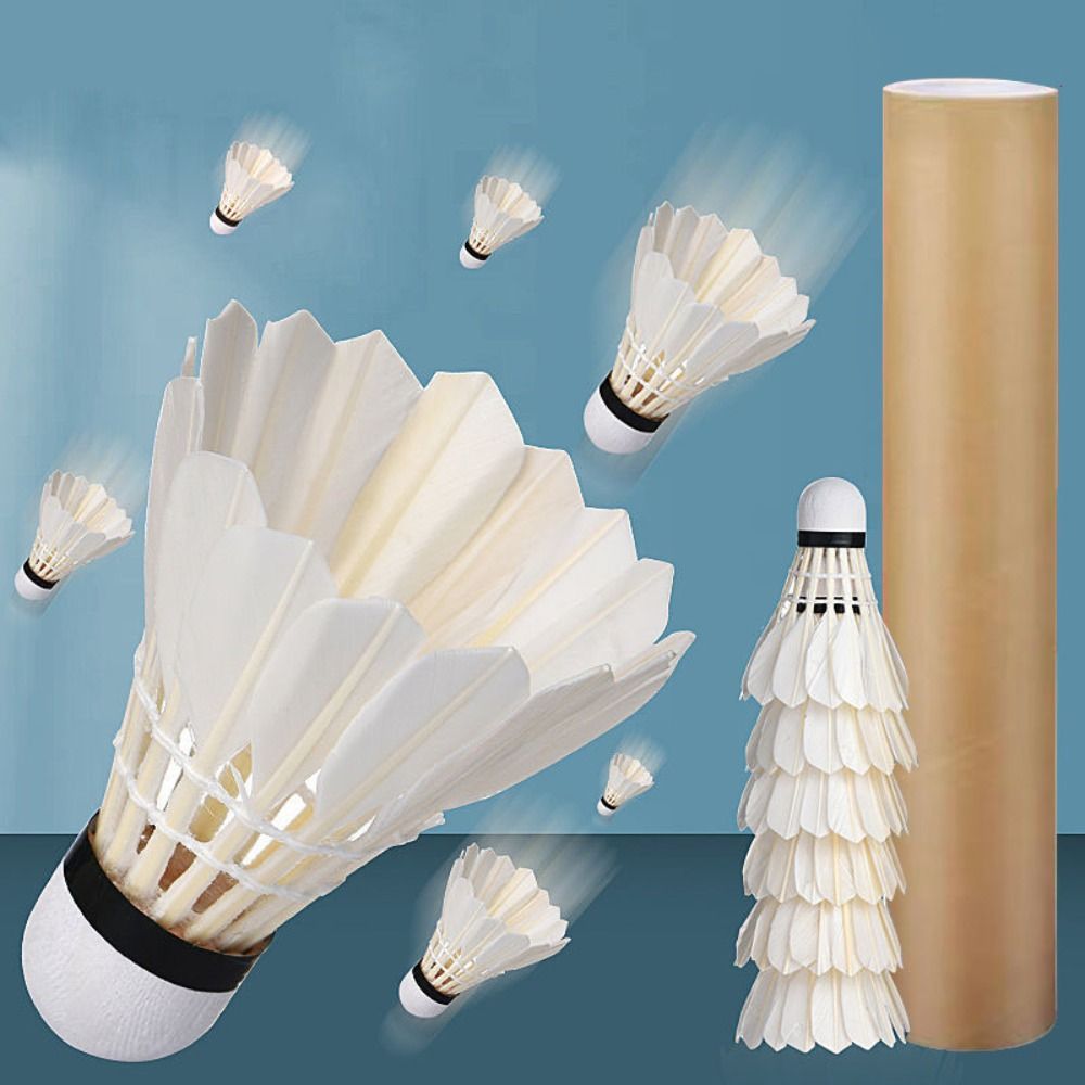 12 قطعة المهنية الأبيض أوزة ري - مراجعة Feather Shuttlecock وسعره